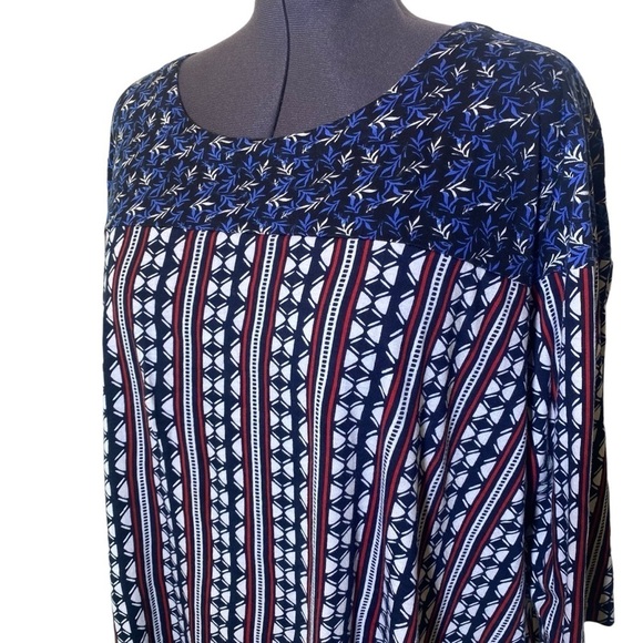 ULLA POPKEN Women's plus size 32/34 red blue white cotton tunic top pull over - Picture 2 of 8